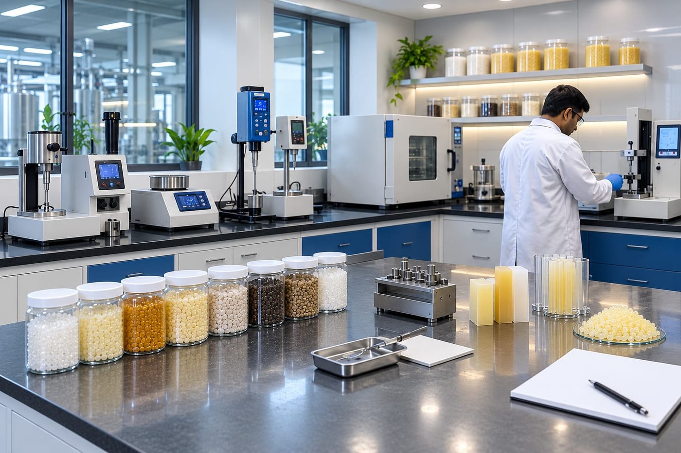 Uptodate quality control laboratory: viscometer, softening point apparatus, oven and retained grade samples
