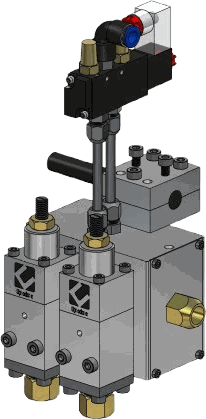 Double nozzle valve assembly